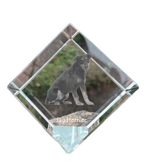 Artdog Nemški lovski terier, Jagdterrier - kristalna kocka s fotografijo, fotografija konja v kristalu, kubični obtežilnik za papir Art-Dog