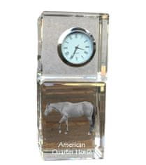Artdog American Quarter Horse - kristalna ura s fotografijo, fotografija konja v kristalu, personalizirana namizna ura Art-Dog