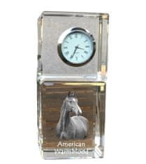 Artdog American Warmblood - kristalna ura s fotografijo, fotografija konja v kristalu, personalizirana namizna ura Art-Dog