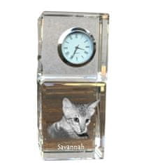Artdog Savannah - kristalna ura s fotografijo, fotografija mačke v kristalu, personalizirana namizna ura Art-Dog