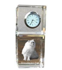 Artdog Himalayan - kristalna ura s fotografijo, fotografija mačke v kristalu, personalizirana namizna ura Art-Dog