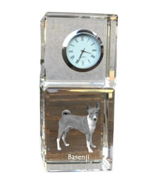 Artdog Basenji, Basenji, Congo Dog - kristalna ura s fotografijo, fotografija psa v kristalu, personalizirana namizna ura Art-Dog