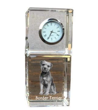 Artdog Border Terrier - kristalna ura s fotografijo, fotografija psa v kristalu, personalizirana namizna ura Art-Dog