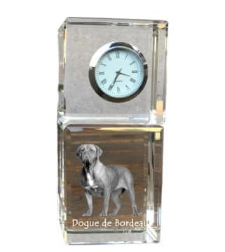 Artdog Bordojski pes, Bordojska doga, francoski mastif - kristalna ura s fotografijo, fotografija psa v kristalu, personalizirana namizna ura Art-Dog