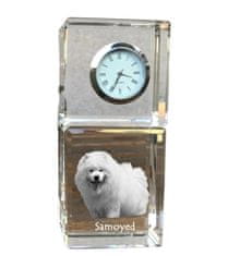 Artdog Samojed, Samojed, Samojedskaja - kristalna ura s fotografijo, fotografija psa v kristalu, personalizirana namizna ura Art-Dog