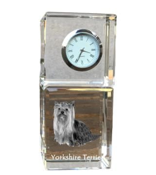 Artdog Yorkshire terier, York, York, Yorkie - kristalna ura s fotografijo, fotografija psa v kristalu, personalizirana namizna ura Art-Dog