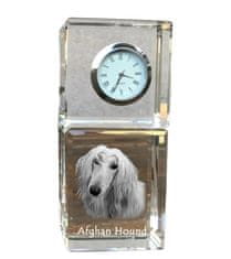 Artdog Afganistanski hrt - kristalna ura s fotografijo, fotografija psa v kristalu, personalizirana namizna ura Art-Dog