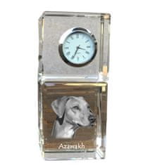 Artdog Afriški hrt, Azawakh - kristalna ura s fotografijo, fotografija psa v kristalu, personalizirana namizna ura Art-Dog
