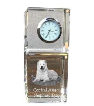Artdog Srednjeazijski ovčar - kristalna ura s fotografijo, fotografija psa v kristalu, personalizirana namizna ura Art-Dog