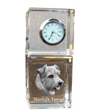 Artdog Norfolk terier - kristalna ura s fotografijo, fotografija psa v kristalu, personalizirana namizna ura Art-Dog