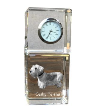 Artdog Češki terier, Češki terier - kristalna ura s fotografijo, fotografija psa v kristalu, personalizirana namizna ura Art-Dog