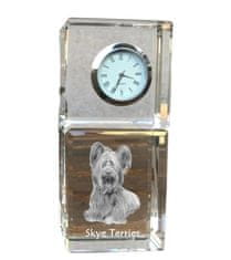 Artdog Skye Terrier - kristalna ura s fotografijo, fotografija psa v kristalu, personalizirana namizna ura Art-Dog