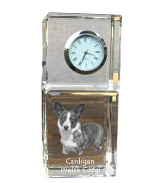Artdog Cardigan Welsh Corgi I - kristalna ura s fotografijo, fotografija psa v kristalu, personalizirana namizna ura Art-Dog