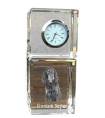 Artdog Škotski seter, Gordon Setter - kristalna ura s fotografijo, fotografija psa v kristalu, personalizirana namizna ura Art-Dog