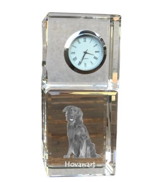 Artdog Hovawart - kristalna ura s fotografijo, fotografija psa v kristalu, personalizirana namizna ura Art-Dog