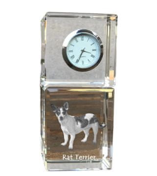 Artdog Rat Terrier - kristalna ura s fotografijo, fotografija psa v kristalu, personalizirana namizna ura Art-Dog