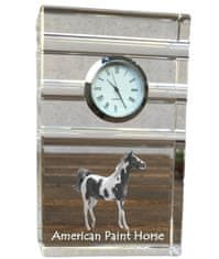 Artdog American Paint Horse - steklena ura s fotografijo, fotografija konja v kristalu, personalizirana stoječa ura za pisarno Art-Dog
