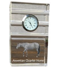 Artdog American Quarter Horse - steklena ura s fotografijo, fotografija konja v kristalu, personalizirana stoječa ura za pisarno Art-Dog