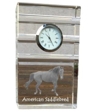 Artdog Ameriški sedlasti konj - steklena ura s fotografijo, fotografija konja v kristalu, personalizirana stoječa ura za pisarno Art-Dog