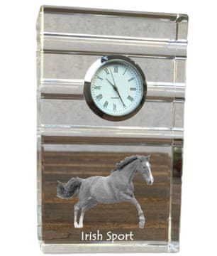 Artdog Irski šport - steklena ura s fotografijo, fotografija konja v kristalu, personalizirana stoječa ura za pisarno Art-Dog