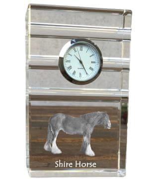 Artdog County - steklena ura s fotografijo, fotografija konja v kristalu, personalizirana stoječa ura za pisarno Art-Dog