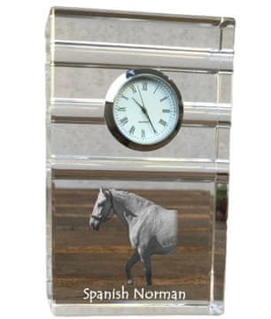 Artdog Španski Norman - steklena ura s fotografijo, fotografija konja v kristalu, personalizirana stoječa ura za pisarno Art-Dog