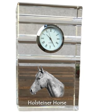 Artdog Holstein konj - steklena ura s fotografijo, fotografija konja v kristalu, personalizirana stoječa ura za pisarno Art-Dog