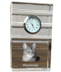 Artdog Abyssinian - steklena ura s fotografijo, fotografija mačke v kristalu, personalizirana stoječa ura za pisarno Art-Dog