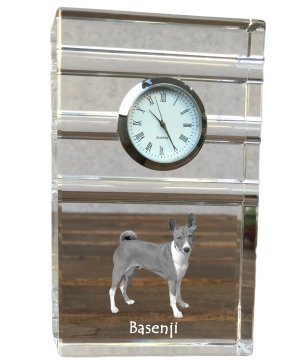 Artdog Basenji, Basenji, Congo Dog - steklena ura s fotografijo, fotografija psa v kristalu, personalizirana stoječa ura za pisarno Art-Dog