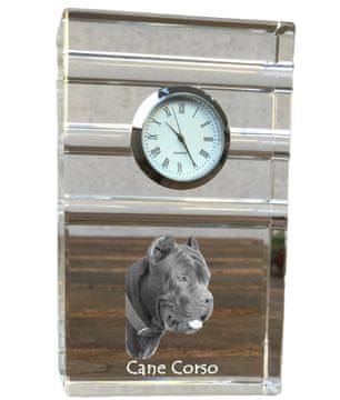 Artdog Cane Corso Italiano - steklena ura s fotografijo, fotografija psa v kristalu, personalizirana stoječa ura za pisarno Art-Dog
