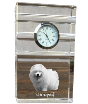Artdog Samoyed, Samoyed, Samoyedskaya - steklena ura s fotografijo, fotografija psa v kristalu, personalizirana stoječa ura za pisarno Art-Dog