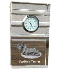 Artdog Škotski terier, Aberdeen terier - steklena ura s fotografijo, fotografija psa v kristalu, personalizirana stoječa ura za pisarno Art-Dog