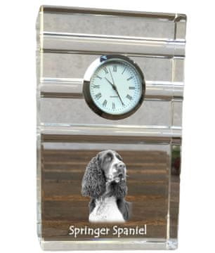 Artdog Angleški špringer španjel - steklena ura s fotografijo, fotografija psa v kristalu, personalizirana stoječa ura za pisarno Art-Dog