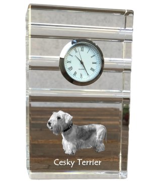 Artdog Češki terier, Češki terier - steklena ura s fotografijo, fotografija psa v kristalu, personalizirana stoječa ura za pisarno Art-Dog