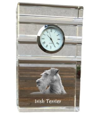 Artdog Irski terier, Irski rdeči terier - steklena ura s fotografijo, fotografija psa v kristalu, personalizirana stoječa ura za pisarno Art-Dog