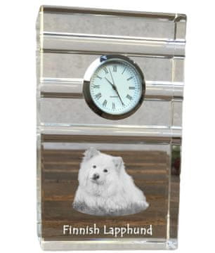 Artdog Finski Laponec, Finski Laponec - steklena ura s fotografijo, fotografija psa v kristalu, personalizirana stoječa ura za pisarno Art-Dog
