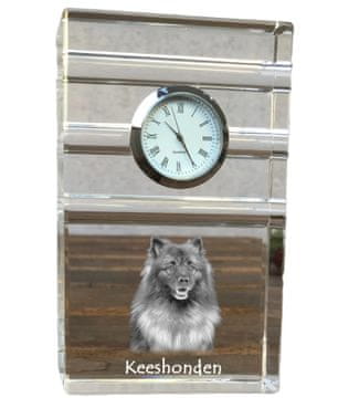 Artdog Wolfspitz, Keeshond - steklena ura s fotografijo, fotografija psa v kristalu, personalizirana stoječa ura za pisarno Art-Dog