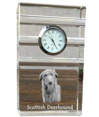Artdog Škotski hrt, Deerhound - steklena ura s fotografijo, fotografija psa v kristalu, personalizirana stoječa ura za pisarno Art-Dog