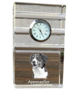 Artdog Appenzeller, Planinski pes iz Appenzella - steklena ura s fotografijo, fotografija psa v kristalu, personalizirana stoječa ura za pisarno Art-Dog