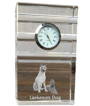 Artdog Belgijski ovčar Laekenois - steklena ura s fotografijo, fotografija psa v kristalu, personalizirana stoječa ura za pisarno Art-Dog