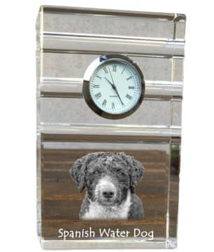 Artdog Španski vodni pes - steklena ura s fotografijo, fotografija psa v kristalu, personalizirana stoječa ura za pisarno Art-Dog