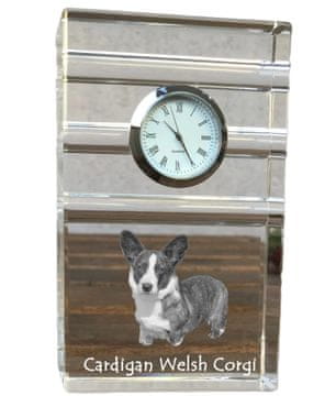 Artdog Cardigan Welsh Corgi I - steklena ura s fotografijo, fotografija psa v kristalu, personalizirana stoječa ura za pisarno Art-Dog
