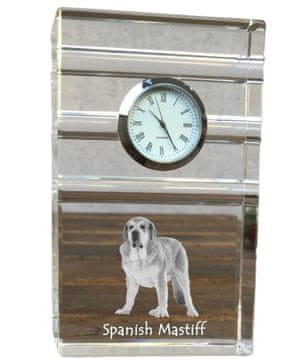 Artdog Španski mastif - steklena ura s fotografijo, fotografija psa v kristalu, personalizirana stoječa ura za pisarno Art-Dog