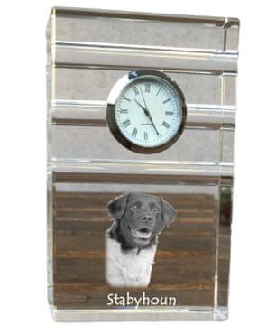 Artdog Frizijski pointer, Stabyhoun - steklena ura s fotografijo, fotografija psa v kristalu, personalizirana stoječa ura za pisarno Art-Dog