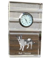 Artdog Rat Terrier - steklena ura s fotografijo, fotografija psa v kristalu, personalizirana stoječa ura za pisarno Art-Dog