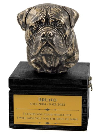 Artdog Bulmastif, Bulmastif - žara z gravuro in skulpturo psa, zadnje slovo, ročno delo Art-Dog