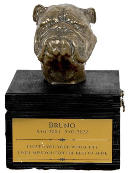 Artdog Angleški buldog, Bulldog - urna z gravuro in skulpturo psa, zadnje slovo, ročno izdelan izdelek blagovne znamke Art-Dog