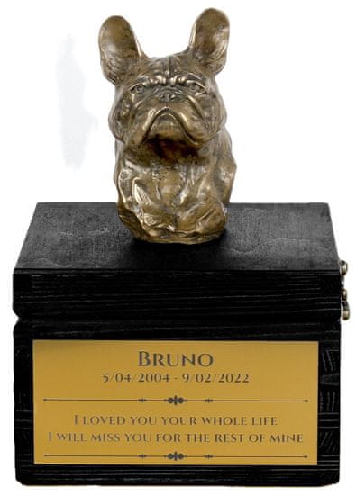Artdog Francoski buldog - urna z gravuro in skulpturo psa, zadnje slovo, ročno delo Art-Dog