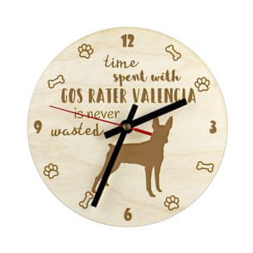 Artdog Gos Rater Valencià, Valencijski terier - ura s psom, lesena ura, stenska ura za ljubitelje psov, namizna in regalna ura, Art-Dog