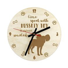 Artdog Russkiy igrača, moskovski terier miniatura - ura s psom, lesena ura, stenska ura za ljubitelje psov, namizna in regalna ura, Art-Dog